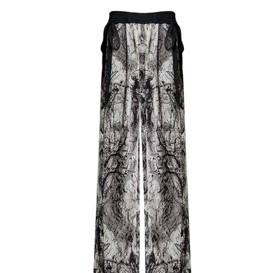 New Chinese-style national trend pants for women in summer 2025: High-waisted, draping, ink-wash painting wide-leg pants, floor-hugging, slimming, straight-leg pants Item Picture