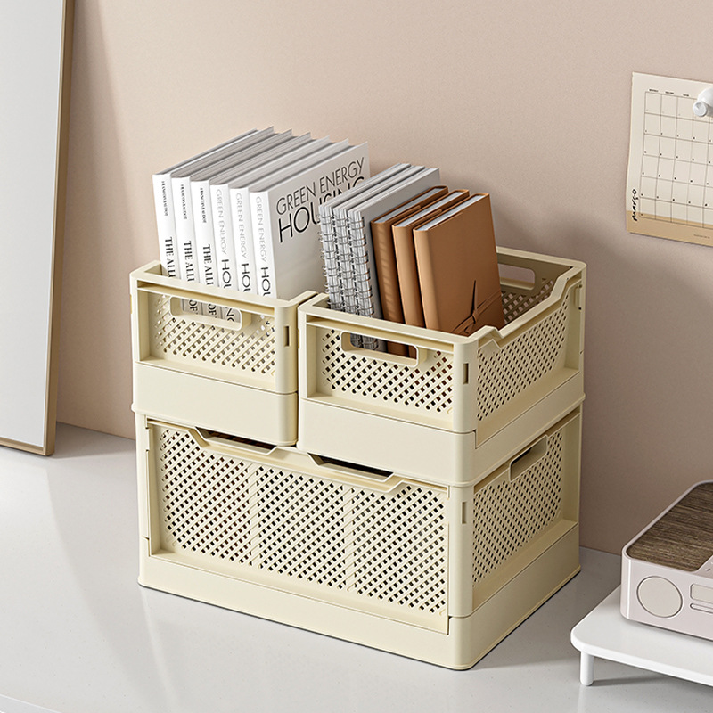 Collapsible storage basket Household desktop clutter storage basket Dormitory book storage frame desk storage box storage basket full figure