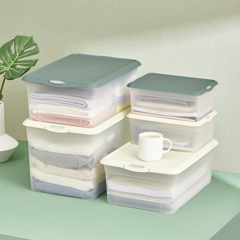 Simple storage box, household plastic lid storage box, thickened large box for organizing snacks, toys, clothes and quilts Specification image
