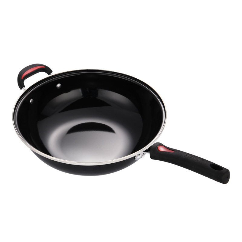 Good Companion Factory produces black crystal stainless steel woks, enamel cooking woks, household non-stick woks, gift cookware wholesale Specification image