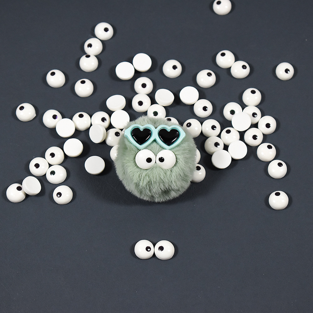13mm毛毛球眼睛DIY饰品配件彩色可爱毛球粘贴眼睛3D斗鸡眼装饰图