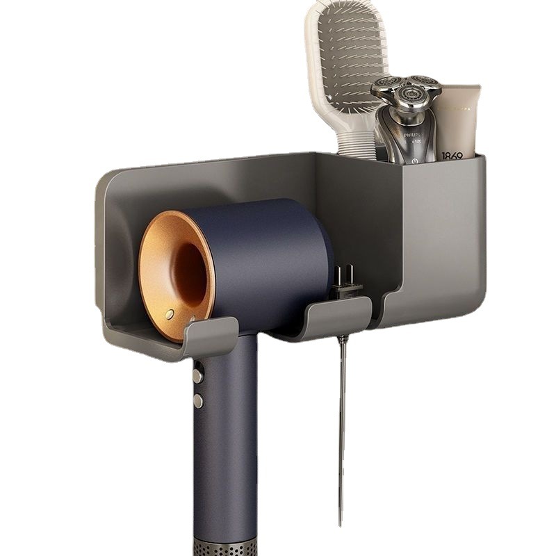 Hair dryer rack, bathroom, non-drilling hair dryer stand, multi-functional wall-mounted hair dryer stand Item Picture