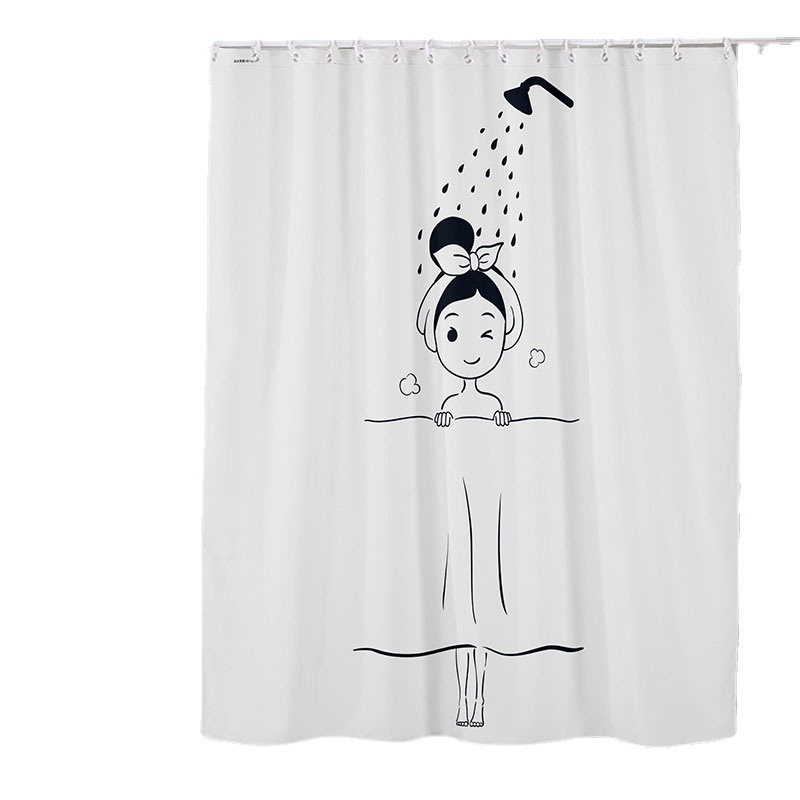 Shower Curtain Waterproof Cloth Factory Straight Pin Bathroom Partition Hanging Curtain Bath Shower Mould-Proof Curtain Free Of Drilling Application Scenario