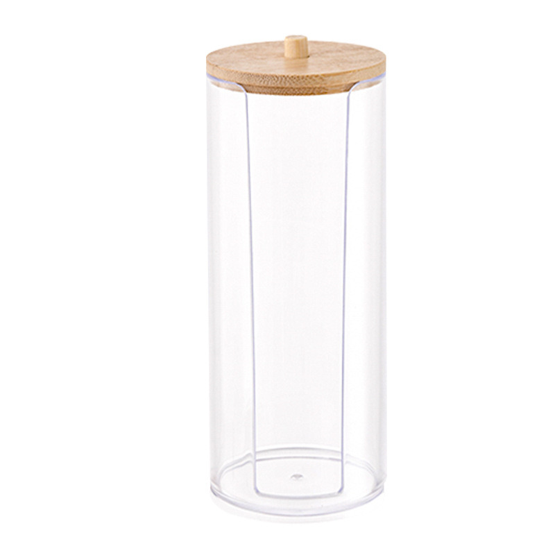Two-in-one double-layer round cotton swab box, makeup remover cotton storage box, household transparent table, jewelry, makeup cotton storage box Item Picture