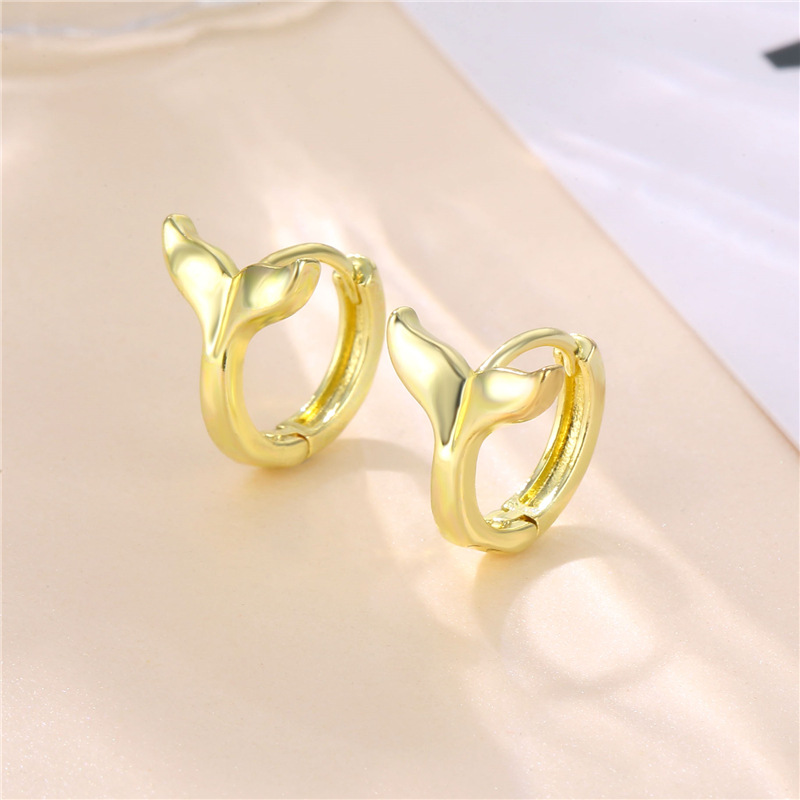 Korean Version Of Summer Sea People Fishtail Ear Buckle Female Cross-Border Small Fresh Dolphin Tail Earrings Earring Simple Earrings details Picture