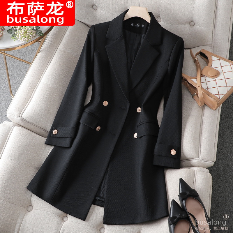 2023 Busaron New Women's Coat Korean Version Of Professional Long Suit Collar Trench Coat Overalls 8620 Specification drawing