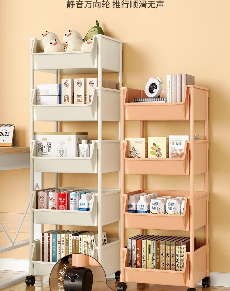 书架置物架家用多层书桌旁收纳书柜客厅零食杂物小推车多功能旋转详情26