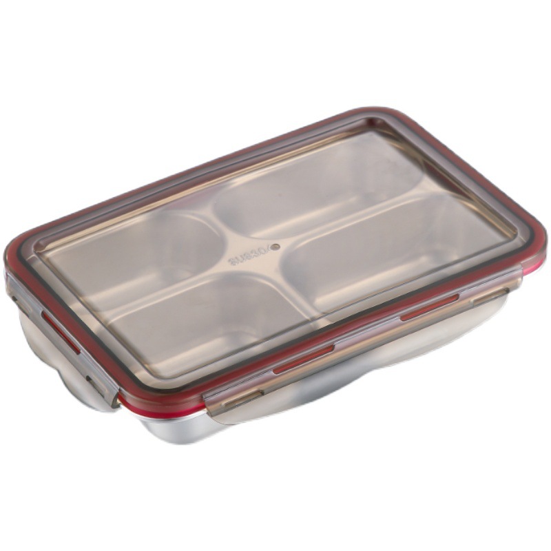 Wholesale 304 stainless steel sealed lunch boxes, office workers' lunch boxes, canteen insulated and separated portable plates with cards