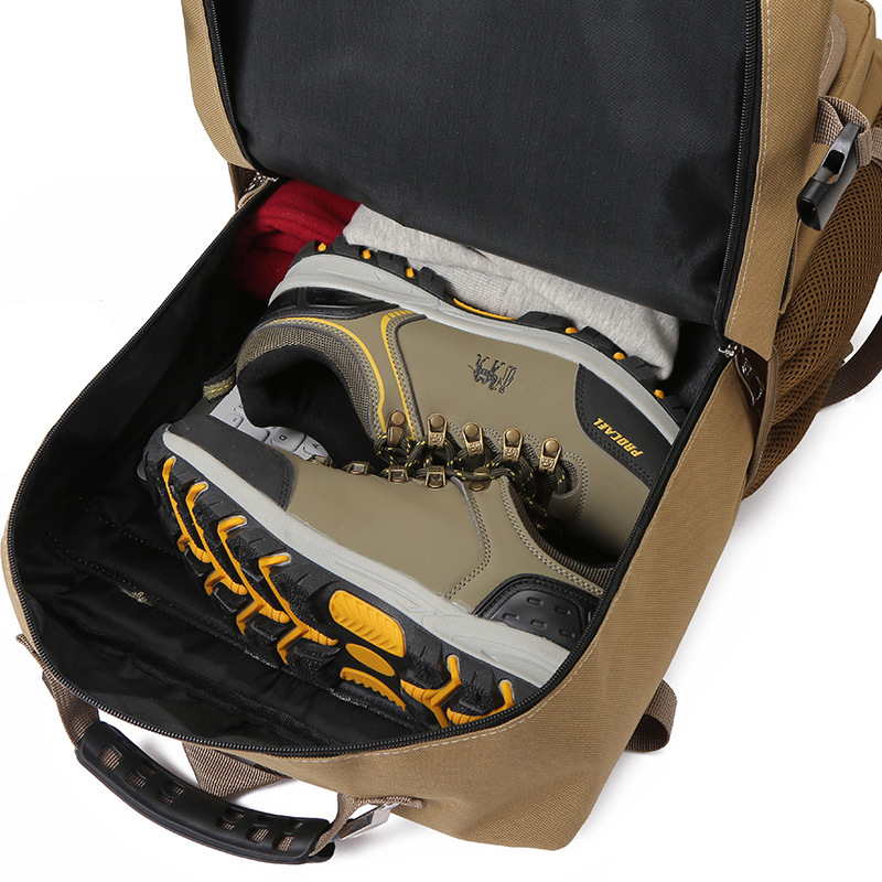 Cross-Border New Personality Fashion Men Function Multi-Canvas Backpack Large Capacity Outdoor Breathable Wear-Resistant Travel Backpack Item Picture