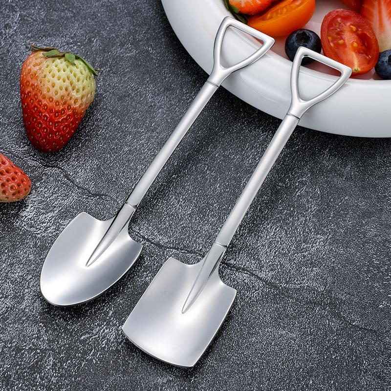 Stainless steel spoon, watermelon spoon, square spatula, golden spatula, creative shovel, stirring spoon, dessert spoon, coffee ice cream spoon Specification image