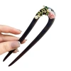 New Chinese style - Wooden hairpins, U-shaped double hairpins, flower hairpins, daily updo hairpins, ancient-style Hanfu cheongsam headwear for women Item Picture