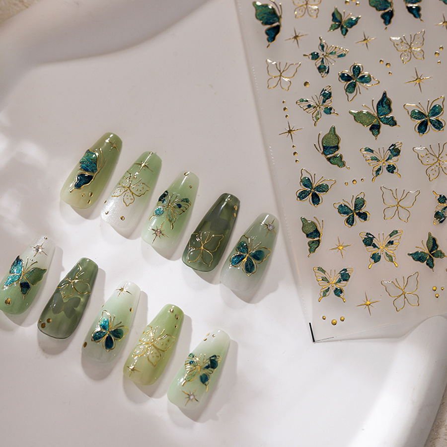 TENSOR's new process gilding nail sticker with adhesive backing is a stunning butterfly nail sticker with three-dimensional gilding series M-547 details Picture