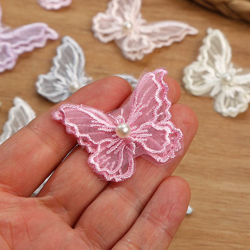New product, single 3.5x4.8CM multi-color three-dimensional butterfly polyester lace, DIY accessories, wedding lace wholesale Specification image
