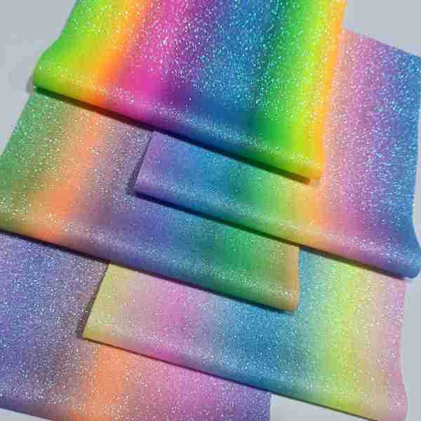 Glitter Elastic Rainbow Gradient Printed Leather Shoe Material Luggage Handbag Crafts Handmade Toys Special Fabric Specification drawing