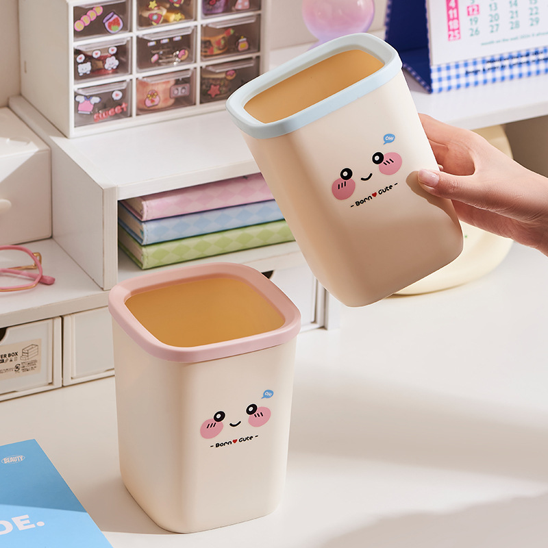 Cute multi-functional household storage bucket, desktop stationery bucket with pressure ring, student dormitory, office and wastebasket storage Application Scenario