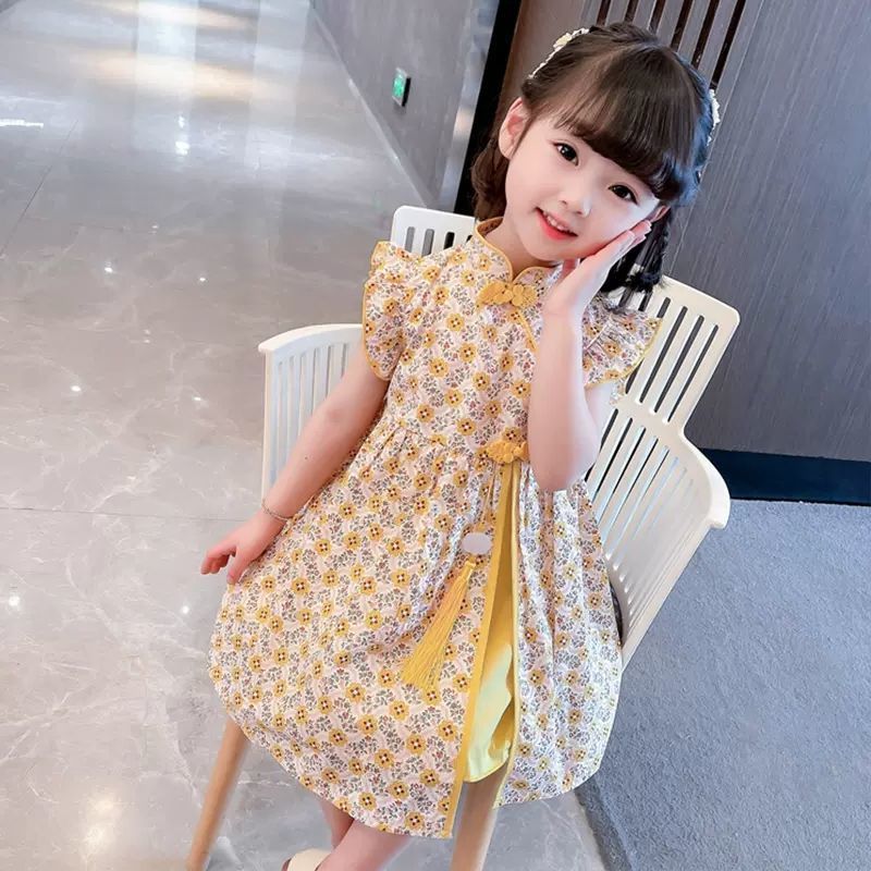 Summer 2022 new stylish cheongsam dress for girls, baby girls, children's summer wear, Hanfu dress details Picture