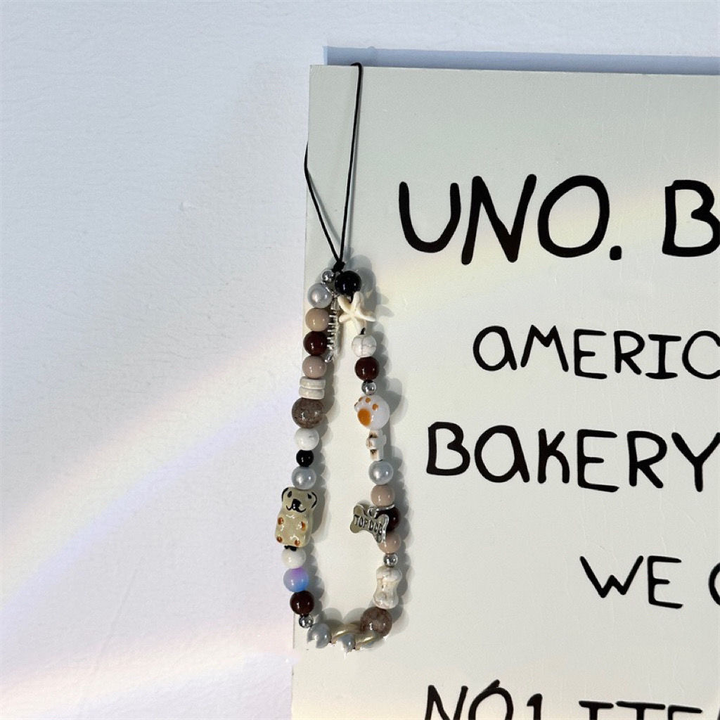 Little dog, little bear, ccd camera bracelet, diy beads, retro phone chain, lanyard, phone case pendant, cute and anti-loss Specification image