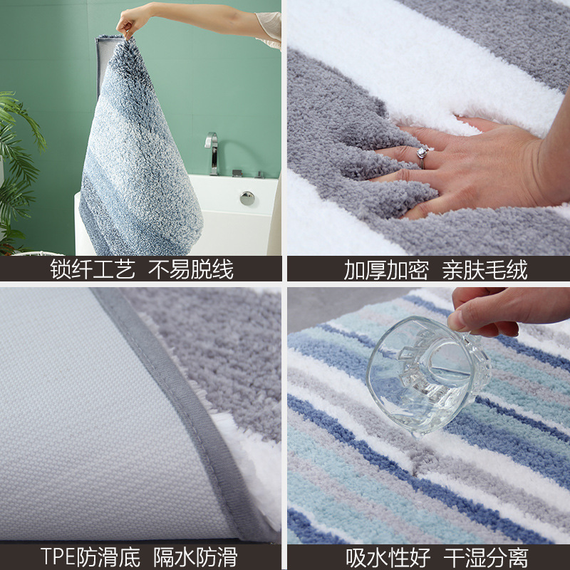 Modern and simple carpet floor MATS for home use, anti-slip and water-absorbing floor MATS for bathrooms and toilets, indoor entrance door floor MATS, cross-border export, cross-border super-fine fiber kitchen two-piece set floor MATS, foot MATS, entrance balcony carpets, long strips, anti-slip and oil-absorbing Specification image
