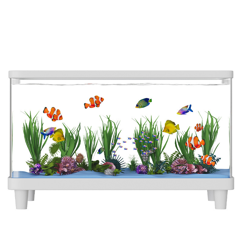 Golden fish tank pequeña sala de estar eco aquarium 2025 nuevo filtro de oxígeno todo en uno lujo paisaje eco tank Item Picture