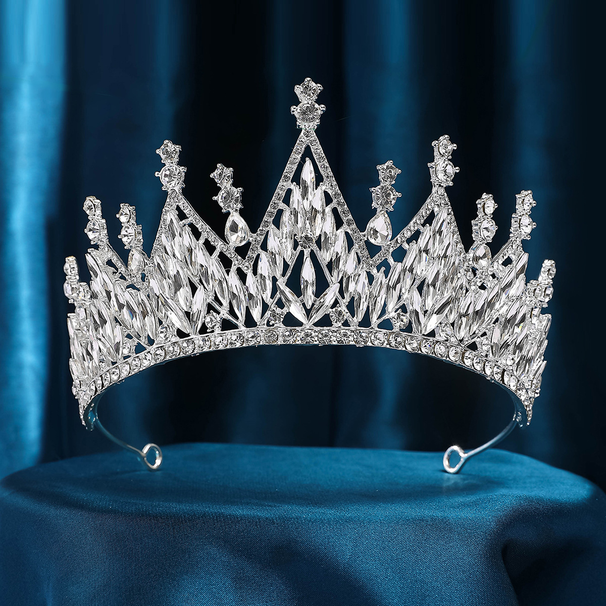 Crystal super glittering wedding dress, hair accessory, stage host, welcome, Baroque queen, bride, wedding headwear, crown details Picture