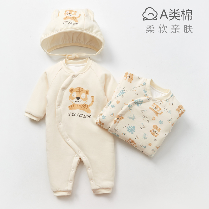虎年冬季婴幼儿连体棉衣宝宝加厚棉服新生儿保暖哈衣爬爬服包屁衣