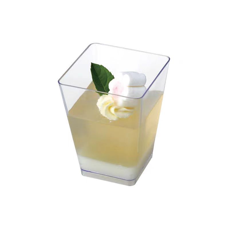 Cross-border mousse cup 5oz square dessert cup 150ml disposable transparent trapezoidal cup Hard plastic pudding cup with lid Item Picture