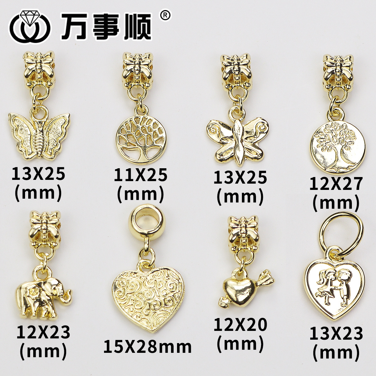 Cross-Border New Light 16K Gold Hanging Galvanized Alloy Jewelry Diy European And American Bracelet Beaded Jewelry Accessories Wholesale details Picture