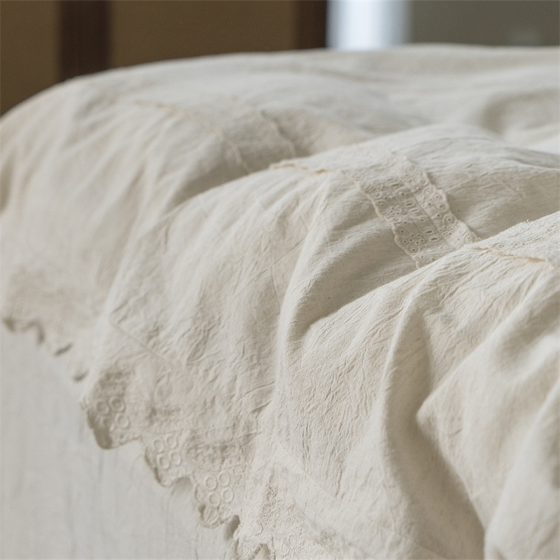 Fontainebleau - Light French Retro A-class Linen All-Cotton Four-piece Set for Homestay Heavy Industry Lace Cotton and Linen Bedding Application Scenario