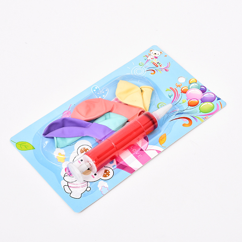 Factory direct supply of air balloon blister packaging sleeves, air pumps, printed round balloons. Wholesale in stock. Xu Shengyou details Picture