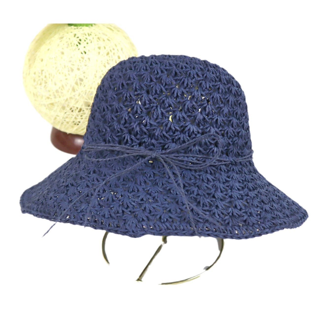 Handmade Paper Crochet Hat Summer Women's Sun Hat Outdoor Sunscreen Fisherman Hat Seaside Beach Straw Hat In Stock Item Picture