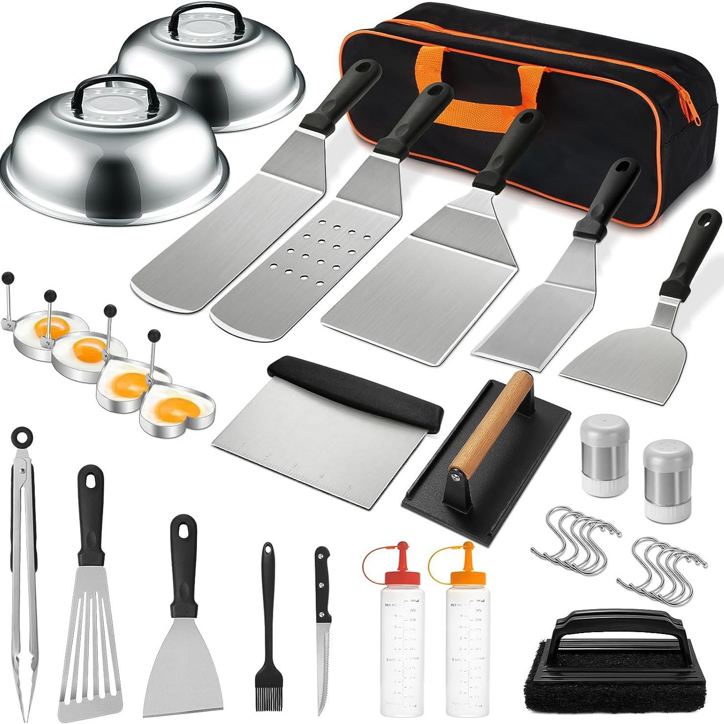 Cross-border Amazon in-stock barbecue tool set, outdoor BBQ stainless steel teppanyaki spatula tool barbecue set details Picture