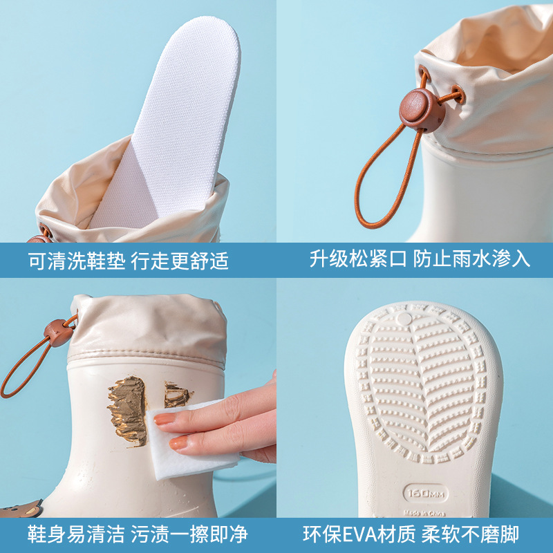 Pig Dad Children's rain boots, kids' water boots, mid-calf rain boots for boys and girls, drawstring, anti-slip and waterproof, kindergarten water boots Application Scenario