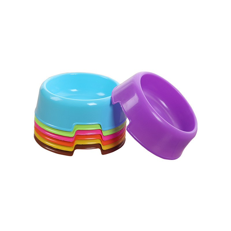 Pet feeding bowl Candy colored round mouth plastic pet dog bowl Multi-colored lightweight use cat food bowl Pet single bowl Item Picture