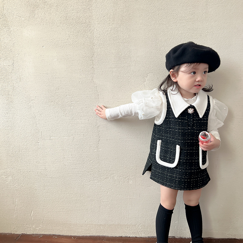 Girls' dress, baby autumn wear 2022 new princess dress, chanel-style vest dress, children's dress, Korean children's clothing details Picture