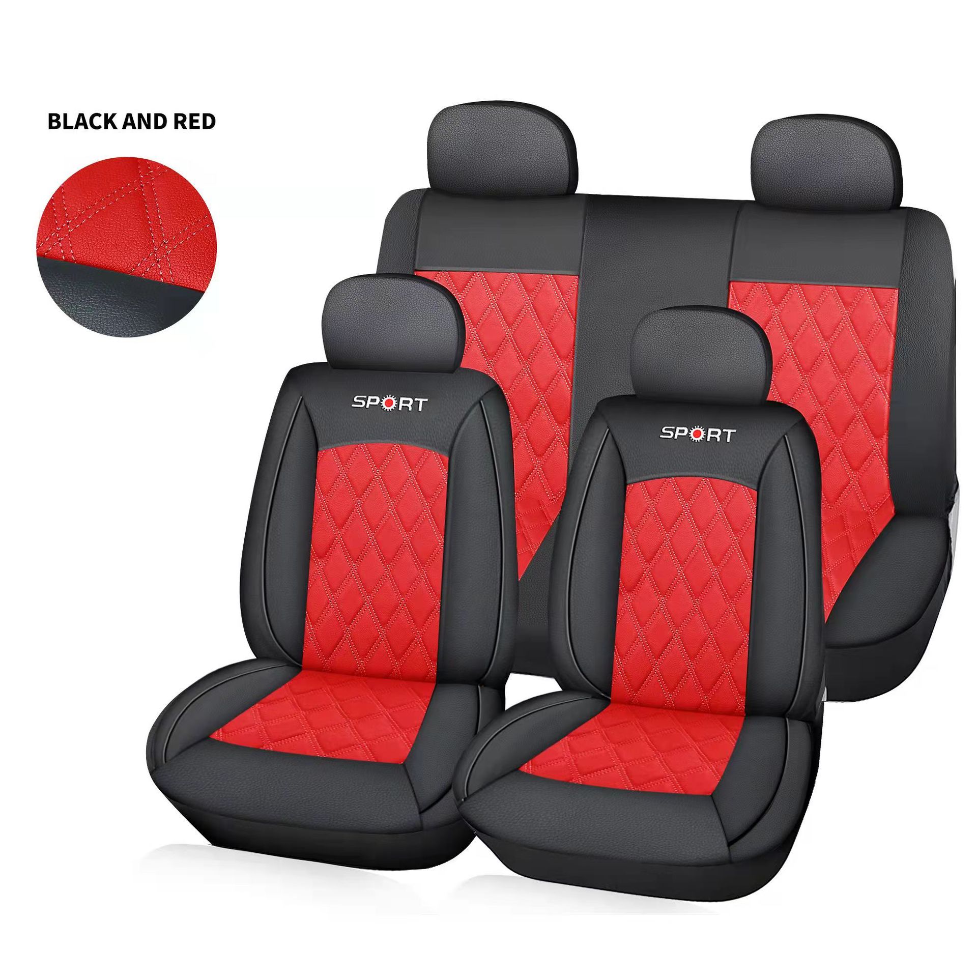 9-piece set of foreign trade car seat covers, fully covered with breathable polyester fabric strips, suitable for all five seats of the vehicle throughout the four seasons details Picture