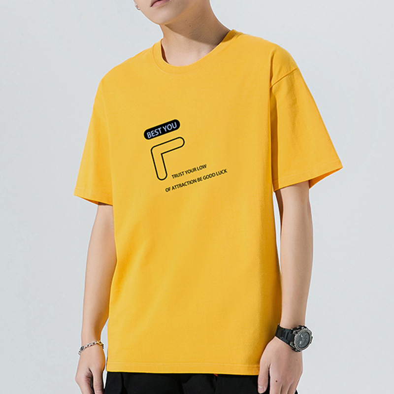 Summer new style round-neck men's wear Japanese T-shirt Men's short-sleeved men's T-shirt Loose trendy brand green details Picture