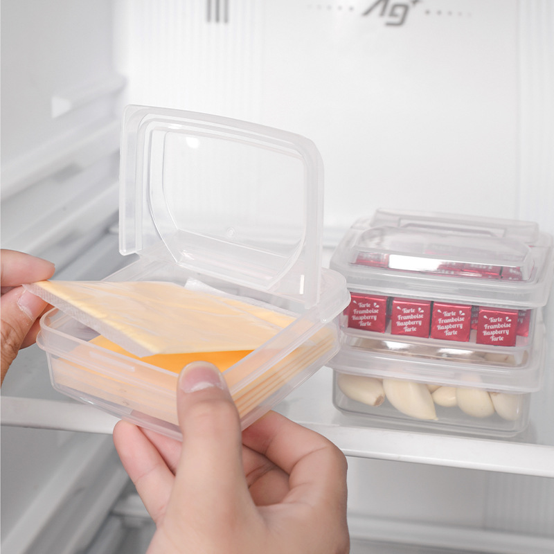 芝士分装盒冰箱水果密封保鲜盒翻盖黄油块收纳盒葱姜蒜佐料储存盒图