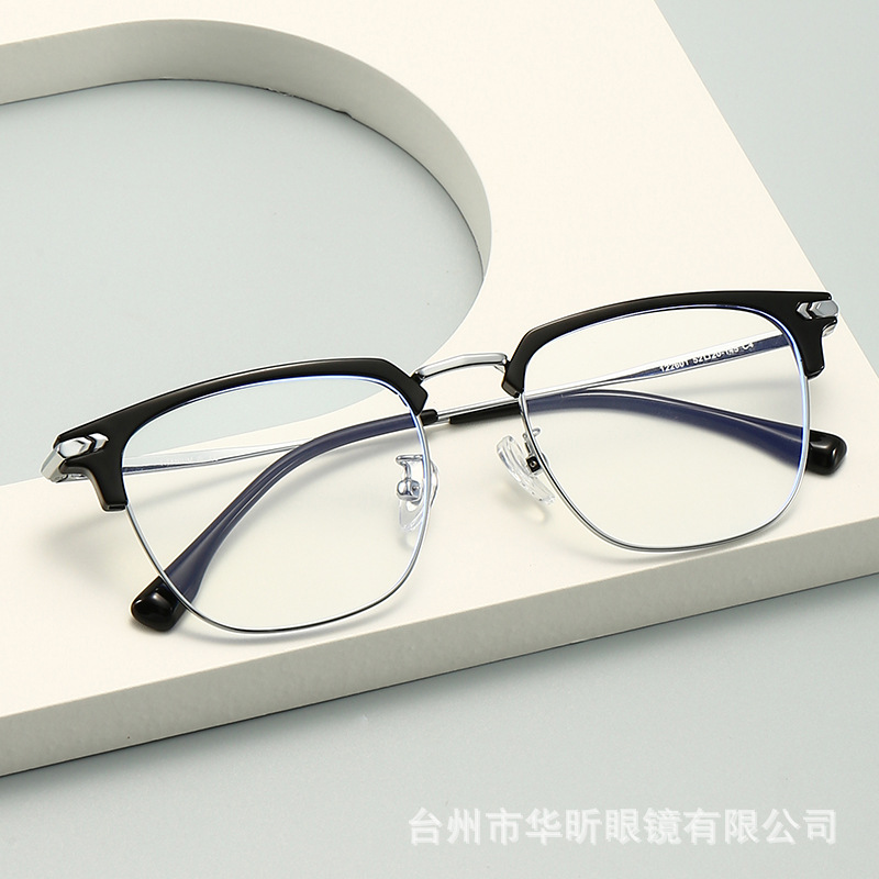 防蓝光新款眼镜框 tr90眉毛金属半框镜架男士复古商务眼镜半金属详情图1