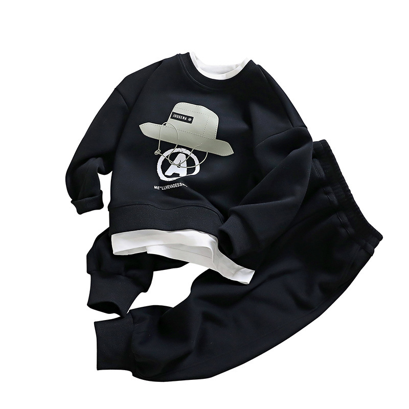 Children's and Boys' autumn Set 2024 New style Zhongda Children's Boys' Cool long-sleeved sweatshirt two-piece set, children's clothing trend Item Picture