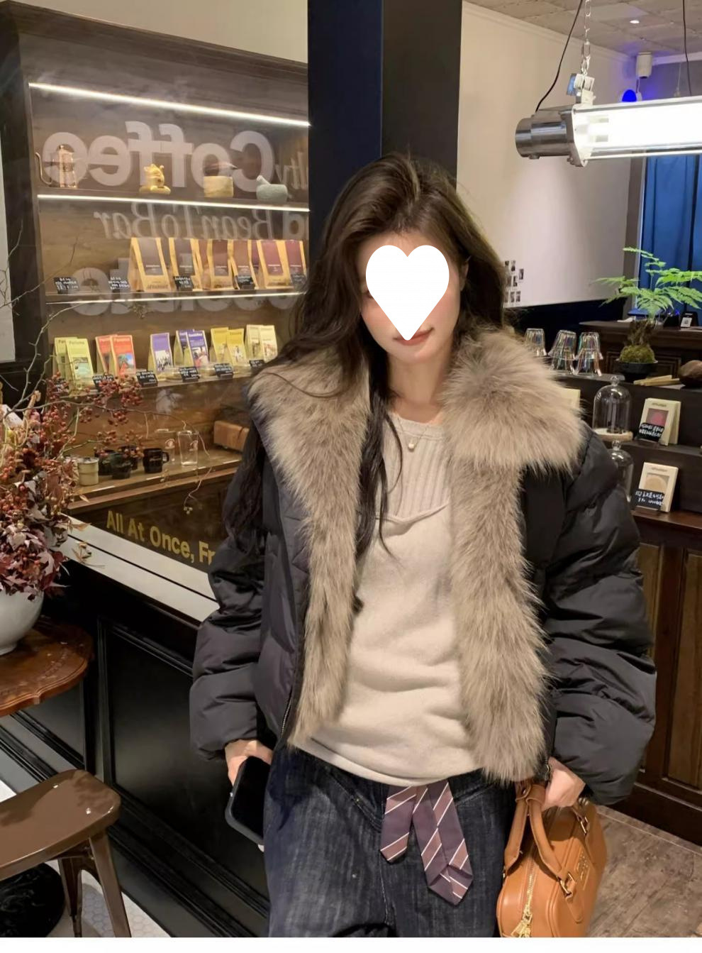 现货冬季新款短款羽绒服女毛毛领宽松加厚小个子韩版皮面包服外套详情15