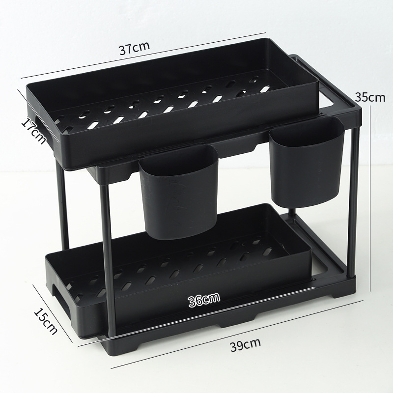 Amazon multi-functional sink storage rack, pull-out cabinet storage rack, 2-layer bathroom rack Item Picture