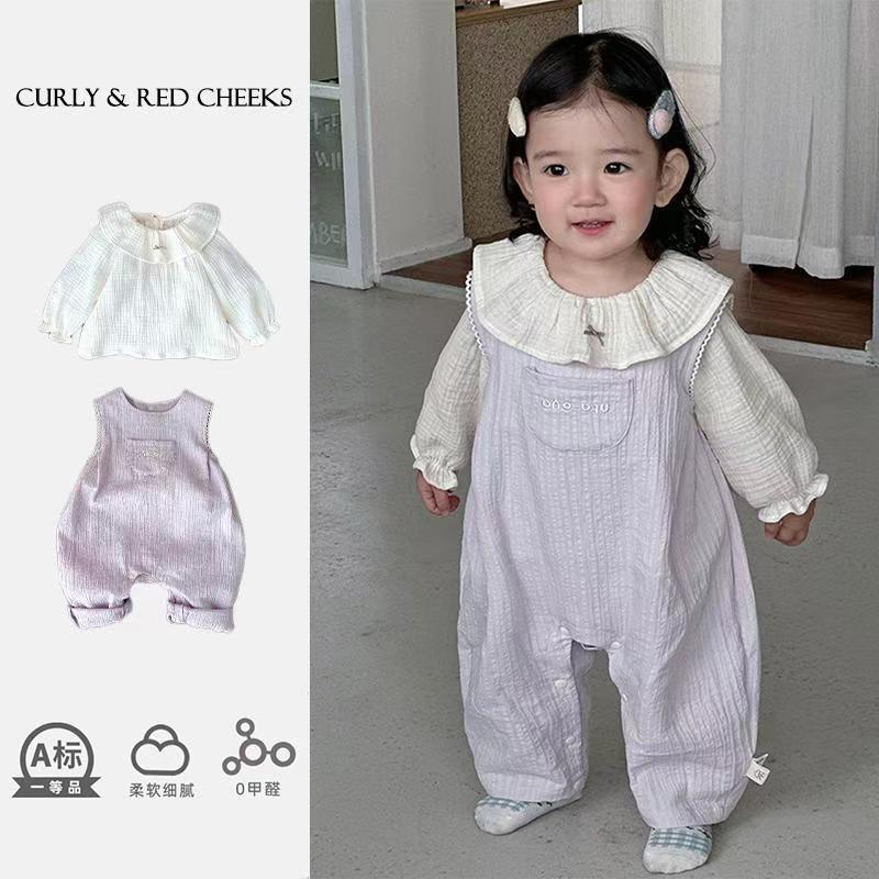 小童春季新款背带裤套装洋气韩版女童春装女宝宝两件套甜美外出服