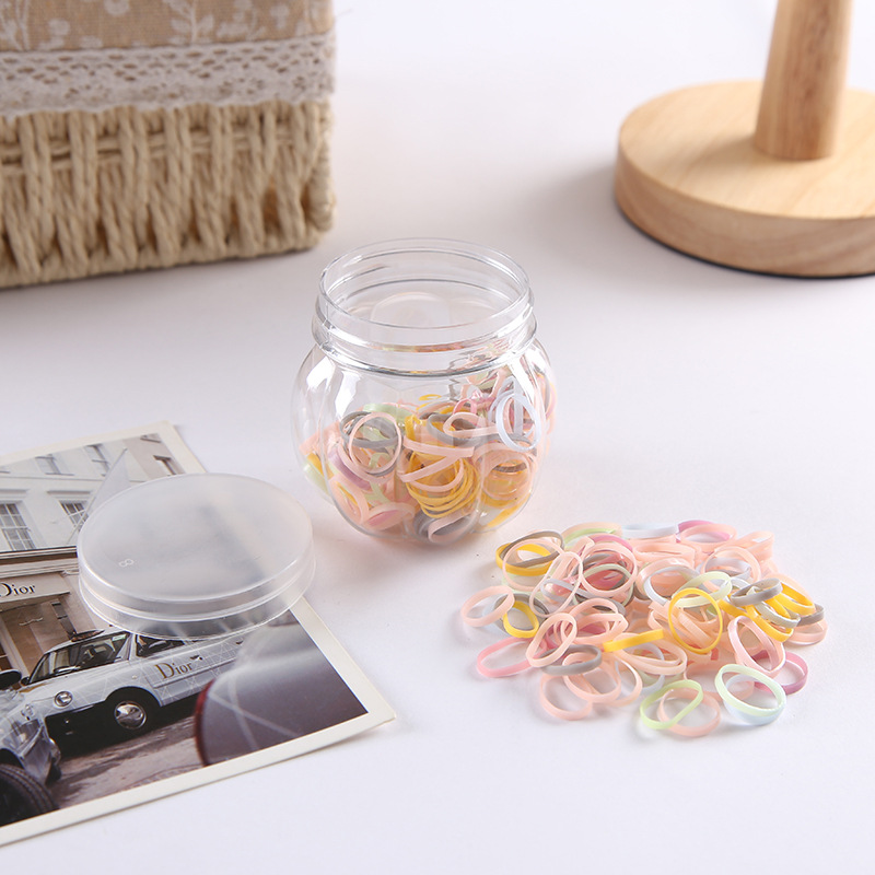 Korean-style small rubber band women's hair tie, candy-colored disposable rubber band pumpkin shaped canned high-elasticity baby hair accessory Application Scenario