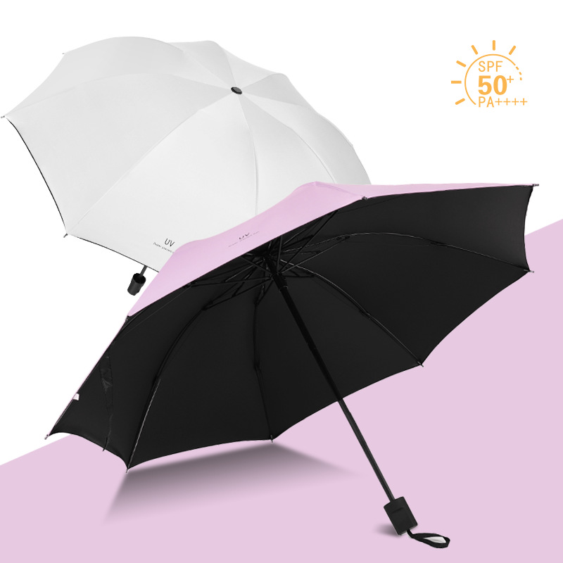 Korean girl's three-fold thickened black vinyl sun protection and shading forest-style sun umbrella UV thickened umbrella wholesale price