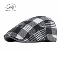 Hat for men Autumnwinter thick woolen warm beret for men British fashion plaid cap for women casual forward hat