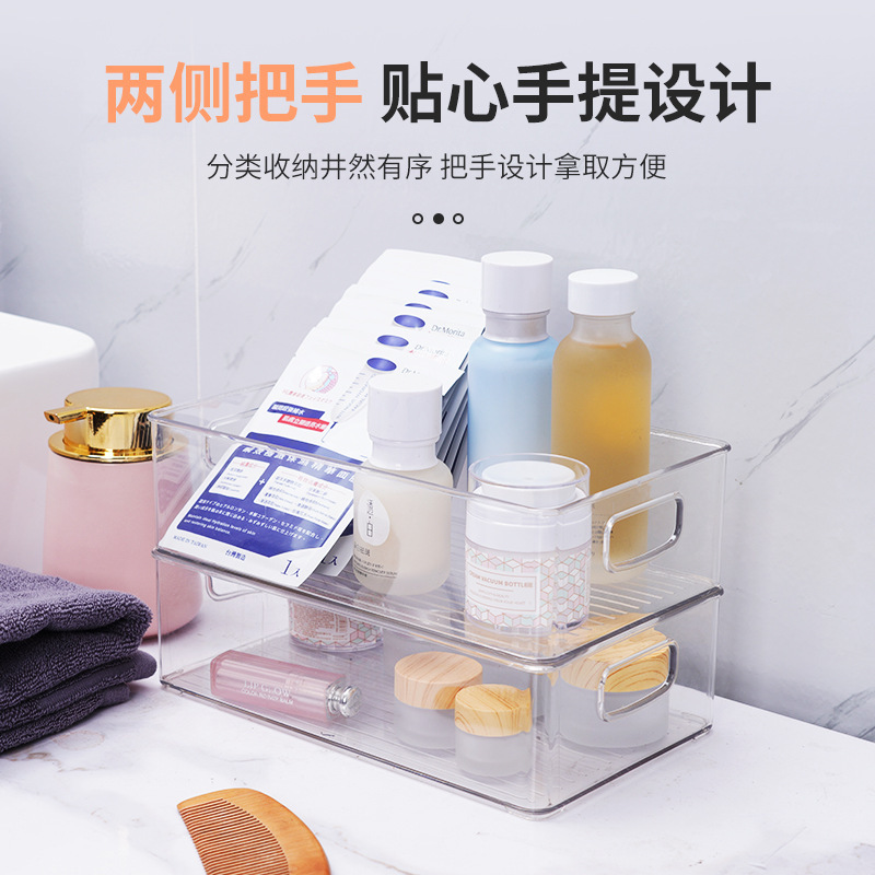 G634 Transparent, uncovered, large storage box with handle, cosmetics and skin care products storage box, refrigerator food storage box details Picture