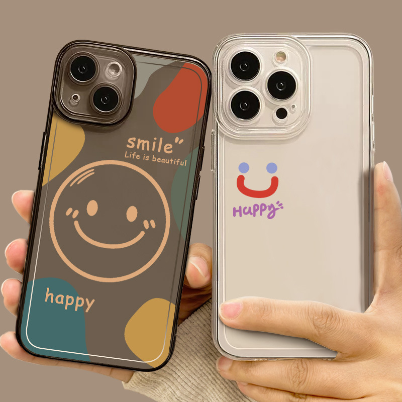 Smiling iphone 15 case 14pro Transparent 13 Niche 11 High-end xr All-inclusive xsmax Soft case