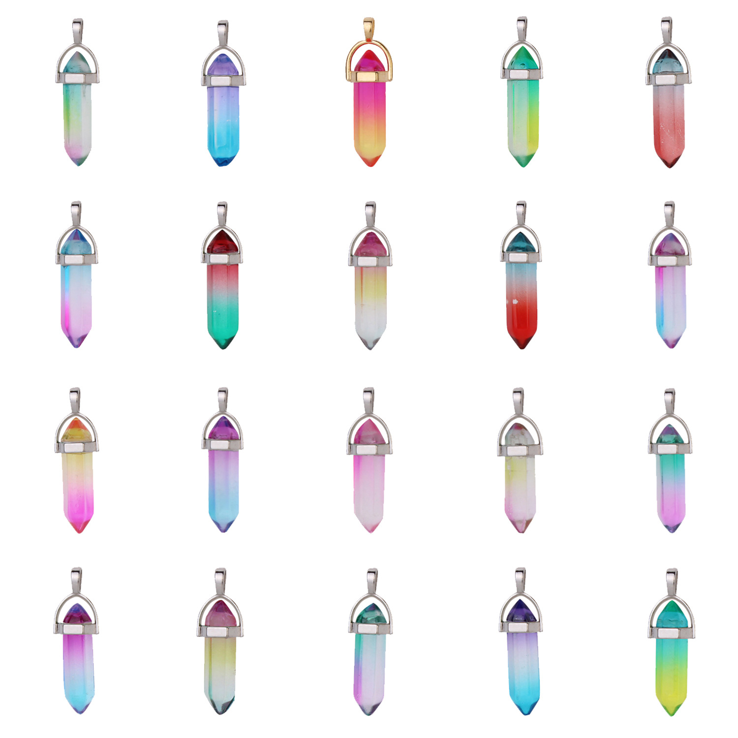 Europe and the United States selling crystal agate natural stone hexagon pendant jade necklace bullet pendant accessories Specification drawing