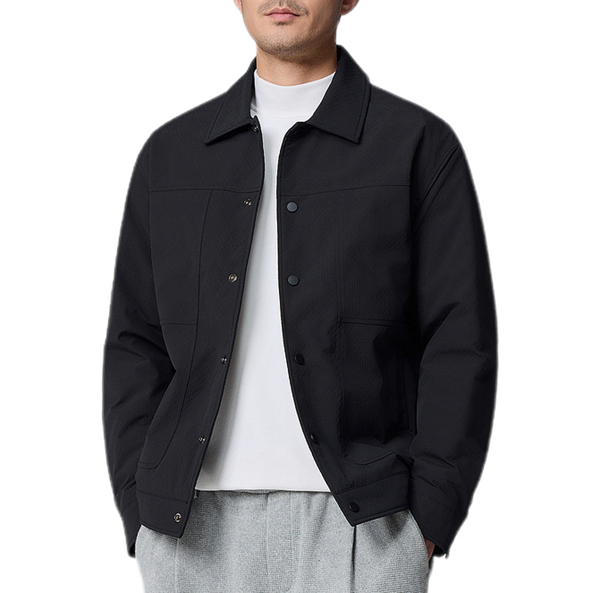 Momeck men's simple solid color light down jacket for men 2024 Winter new lapel men's Coat 88632 Item Picture