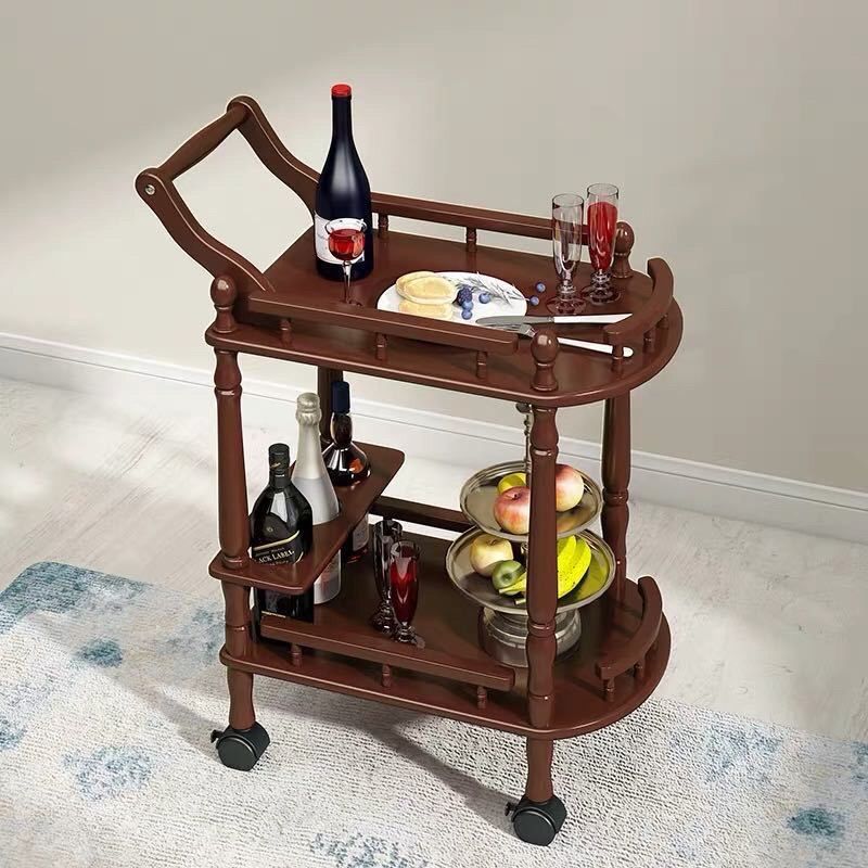 uh hotel food delivery cart, small cart, solid wood household mobile wine cart, pastry cart, cake cart, restaurant serving cart Specification image
